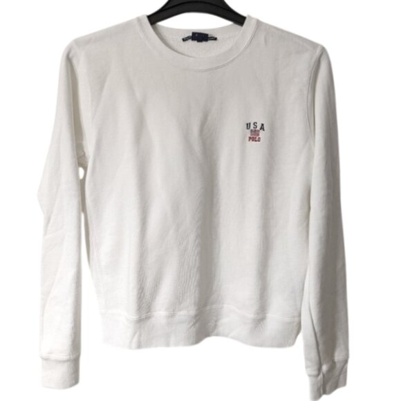 Vintage 90s Polo Jeans Ralph Lauren Flag Logo Sweatshirt Size L - Picture 1 of 5